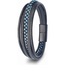 Kuşkaya Ticaret Mavi Hematit Ve Çoklu Deri Bileklik | 14 Şubat Sevgililer Günü Hediyesi