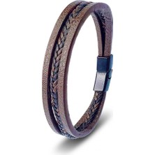 Kuşkaya Ticaret Kahverengi Siyah Saç Örgü Ve Çelik Bileklik | 14 Şubat Sevgililer Günü Hediyesi