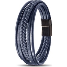 Kuşkaya Ticaret Mavi Çoklu Deri Bileklik | 14 Şubat Sevgililer Günü Hediyesi