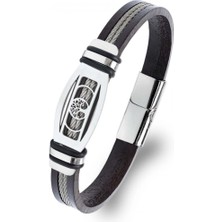 Kuşkaya Ticaret Hayat Ağacı Desenli Çelik Halatlı Erkek Bileklik | 14 Şubat Sevgililer Günü Hediyesi