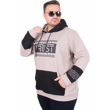 Starbattal Büyük Beden Kapüşonlu Sweat Double Face Trust 25701 Bej