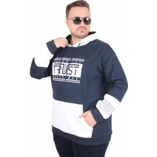 Starbattal Büyük Beden Kapüşonlu Sweat Double Face Trust 25701 Lacıvert