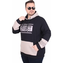 Starbattal Büyük Beden Kapüşonlu Sweat Double Face Trust 25701 Sıyah
