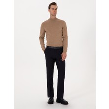 Cacharel Erkek Camel Slim Fit Yün Karışımlı Yarım Balıkçı Basic Triko Kazak 50315296-VR015