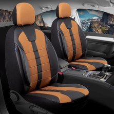 Toyota Yaris 2019-2024 Uyumlu Oto Koltuk Kılıfı Deri Detaylı Kumaş Vista Tarçın Siyah