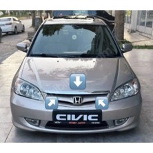 Can Meta Forza Otomotiv Honda Civic Vtec3 Kaput Uç Krom Kaput Nikelaj 2003-2005 Uyumlu
