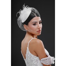 Tüy ve Inci Detaylı Nikah Kepi – Nişan, Düğün ve Özel Davet Aksesuarı