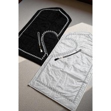 Kalpli Seccade Eşli Çift Seccadesi Hediyelik Gelin Damat Bohçası Çeyizlik Seccade Seti - Gri