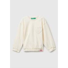 Benetton Kız Bebek Ekru Kalpli Sweatshırt 3NBMG10K2-25K-015