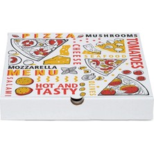 Baskılı Beyaz Pizza Kutusu 41X41X4.5 cm