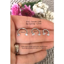 Bylin Zirkon Taşlı Cerrahi Çelik At Nalı / C Piercing / Çap 8mm- 1 Adet
