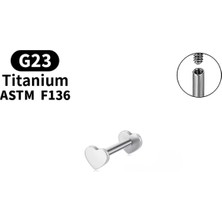 G23 Titanyum Iki Tarafı Kalp Kıkırdak Piercing/labret Piercing-Helix- Tragus Bar 6mm-1 Adet