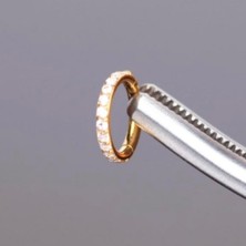 Cerrahi Çelik Taşlı, Kilitli Halka Piercing -Tragus,rook,helix,helix Foward,burun-Çap 6mm-1 Adet