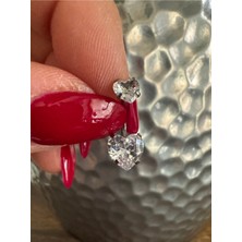 Çift Kalp Zirkon Taşlı Cerrahi Çelik Göbek Piercing - Bar Uzunluğu 10MM- 1 Adet