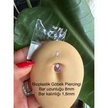 Bioplastik (Bioplast) Görünmez Göbek Piercingi-Bar Uzunluğu 8mm-1 Adet