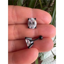 Cerrahi Çelik Siyah Iri Tek Taşlı Piercing (Taş Çapı: 9mm, Bar :6mm)