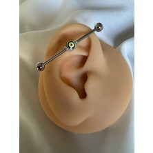 Cerrahi Çelik Koyu Nazar Köprü Piercing / Endüstriel Piercing - Bar Uzunluğu 36 mm - 1 Adet