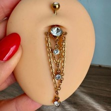 Bylin Cerrahi Çelik Gold Sallantılı Göbek Piercingi-1 Adet