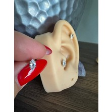 %100 316 L Cerrahi Çelik Markiz Zirkon Labret Piercing Takısı (Taş Çapı 4mm) -1 Adet