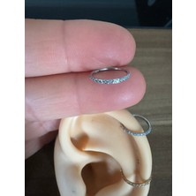 Cerrahi Çelik Taşlı, Kilitli Halka Piercing-Conch,daith,helix,lobe,septum-Halka Çapı 10MM-1 Adet