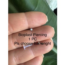 Bylin Zirkon Taşlı Bioplast Piercing-Labret, Helix, Tragus, Helix Foward, Flat-Bar Boy 6mm/ Taş Çapı 2mm- 1 Adet
