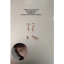 %100 316 L Cerrahi Çelik Top Uçlu Labret Piercıng - Bar Uzunluğu 6 mm - 1 Adet