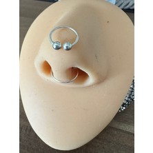 %100 925 Ayar Gümüş Top Uçlu Sıkıştırma Sahte/fake Septum, Piercing /halka Çapı 8 Mm-1 Adet