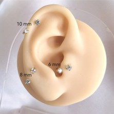 %100 316 L Cerrahi Çelik Zirkon Taşlı At Nalı Piercing - 1 Adet