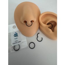 Bylin Cerrahi Çelik Siyah Burgu Kilitli Halka Piercing-Tragus, Helix,rook,septum,daith-Halka Çapı 10 mm 1 Adet