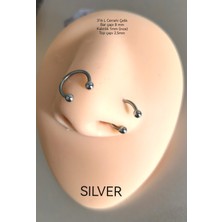 %100 Cerrahi Çelik Top Uçlu At Nalı /c Piercing-Halka 8mm-Kalınlık 1mm-Top 2,5mm-1 Adet