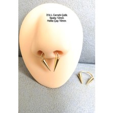%100 Cerrahi Çelik Uzun Spaky Uçlu Septum, Helix Halka Piercing-Spaky 12MM-ÇAP 10MM- 1 Adet
