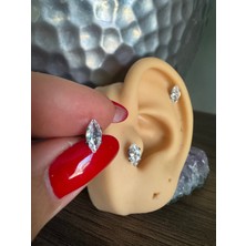 %100 316 L Cerrahi Çelik Markiz Zirkon Labret Piercing Takısı (Taş Çapı 5mm) -1 Adet