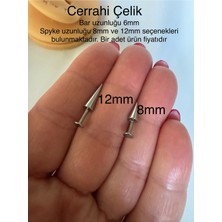 316 L Cerrahi Çelik Labret, Spayk Uçlu Piercing Takısı - Bar Uzunluğu 6mm- 1 Adet