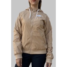 Nike Sportswear Windrunner Jacket Kadın Kapüşonlu Spor Ceket Bej