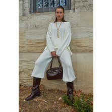 Kadın Kemik Saç Örgülü Pantolon Salaş Triko Takım