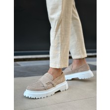 BA0242 Tokalı Klasik Yüksek Taban Krem Süet Erkek Ayakkabı