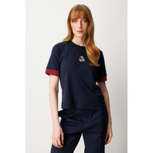 On Önü Taşlı Sıfır Yaka Bluz Lacı-Bordo 61331