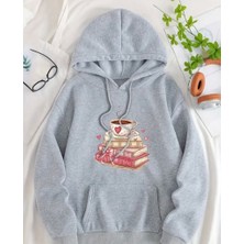 Baskılı  Içi Polarlı Kapüşonlu Sweatshirt