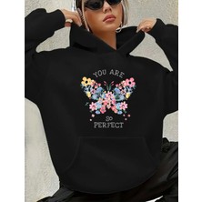 You Are So Perfecty Detay Baskılı Içi Polarlı Kapüşonlu Sweatshirt