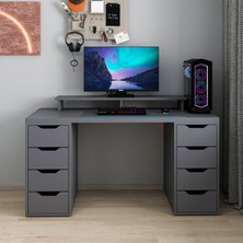 Alen 150 cm 8 Çekmeceli Çalışma & Oyuncu Masası - Antrasit