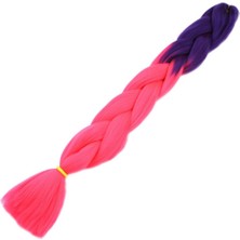 AyrStore Afrika Örgülük Sentetik Ombreli Saç 100 gr / Mor / Neon Pembe