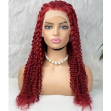 AyrStore Gerçek Front Lace Tül Peruk / Kabarık Afro / Kızıl 70 / 75 cm