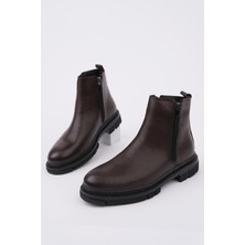 Muggo Chelsea Hakiki Deri Çift Fermuarlı Garantili Erkek Kışlık Bot