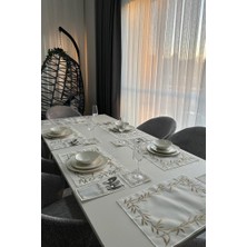 Nazlım Keten Nakışlı Amerikan Servis Takımı 19 Parça Gold