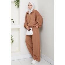 Fermuarlı Oversize Takım 1595 - Vizon