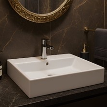 Turavit Vega Dikdörtgen Beyaz Delikli Lavabo 60X45 cm VG0060