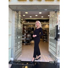 Arkası Bağcık Detaylı Triko Elbise