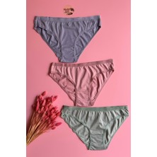 3'lü Pembe, Mavi ve Yeşil Renk Kadın Külot 51A13