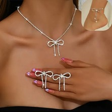 Zirkontaşlı Fiyonk Kolye Küpe ve Halhal Seti