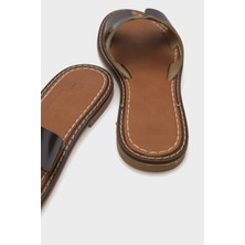 Capone Outfitters Madelin H Bantlı Kadın Deri Terlik